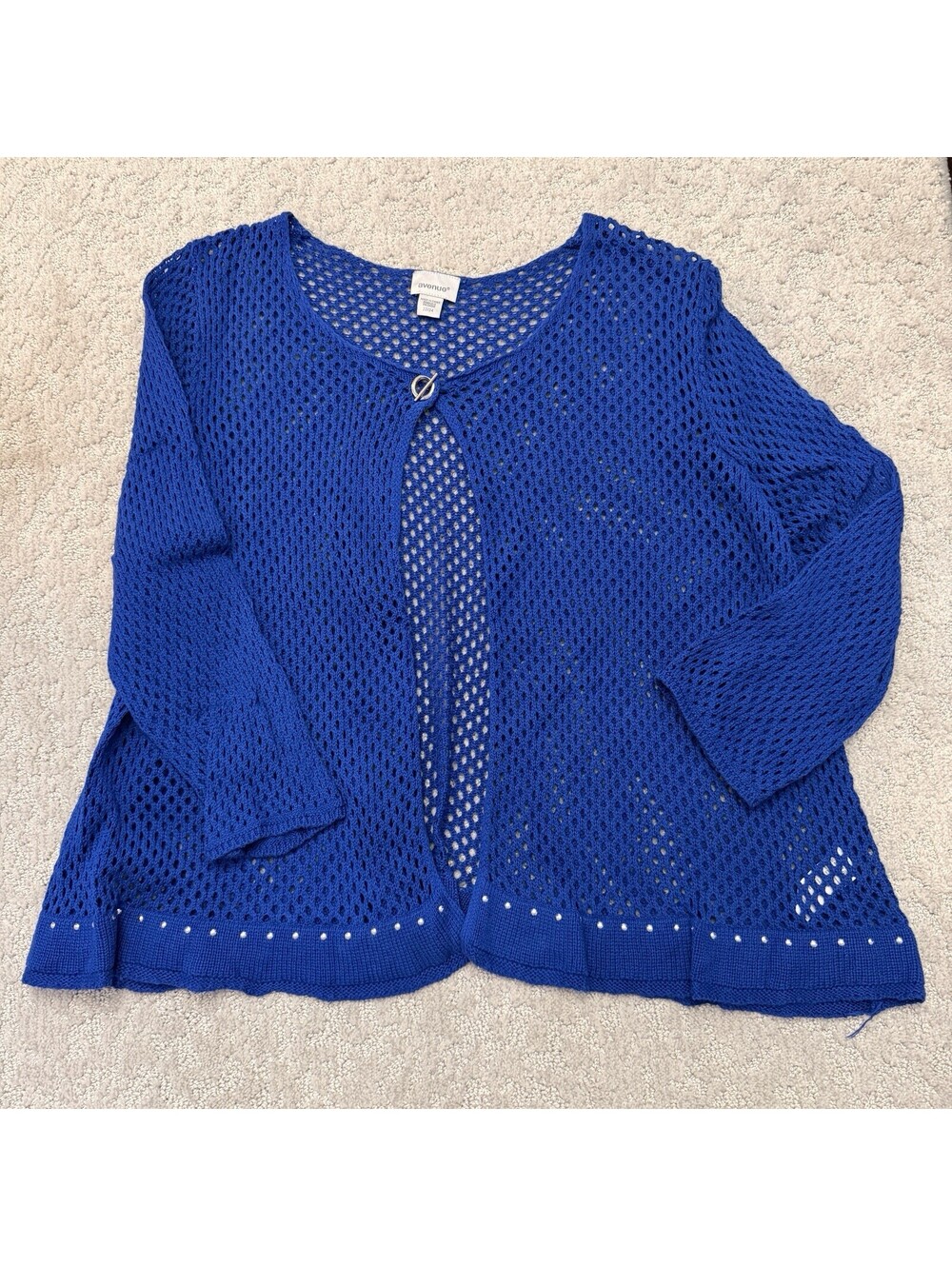 Avenue Blue Open Knit Toggle-Front Cardigan Sweater Scoop Neck Women Plus 22-24